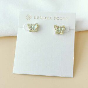 NEW Kendra Scott Lillia Butterfly Gold Dichroic Glass Stud Earrings